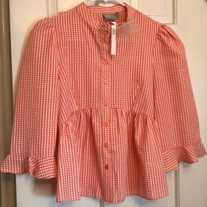 NWT ASOS Orange Seersucker Blouse Size 2